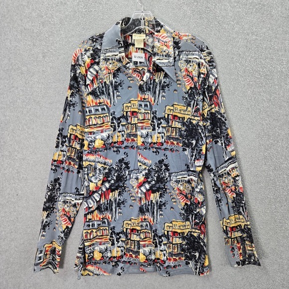 Sears Other - VINTAGE Kings Road Sears Men Button Up‎ Shirt Large Gray Town City 60s 70s